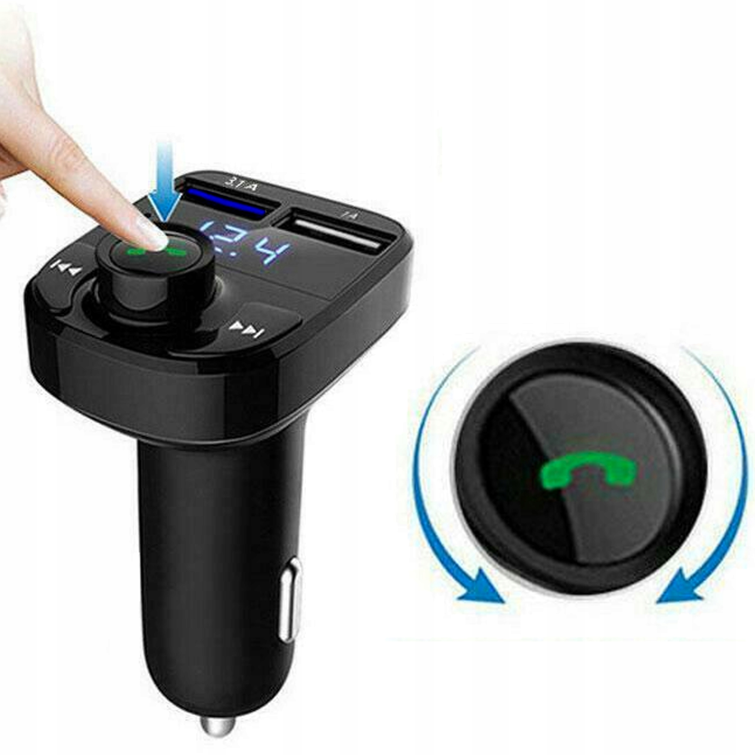 TRANSMITER FM BLUETOOTH 5.0 ŁADOWARKA QC 3.0 PD 20W RGB 2x USB USB-C Kod producenta WBUDOWANY ZESTAW GŁOŚNOMÓWIĄCY