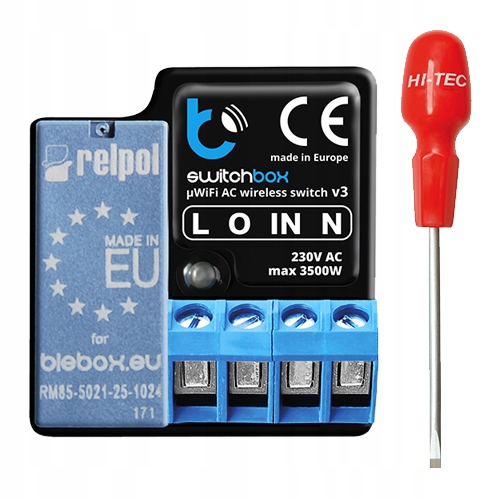 

Włącznik 1-kanałowy switchBox V3 230V WiFi Blebox+