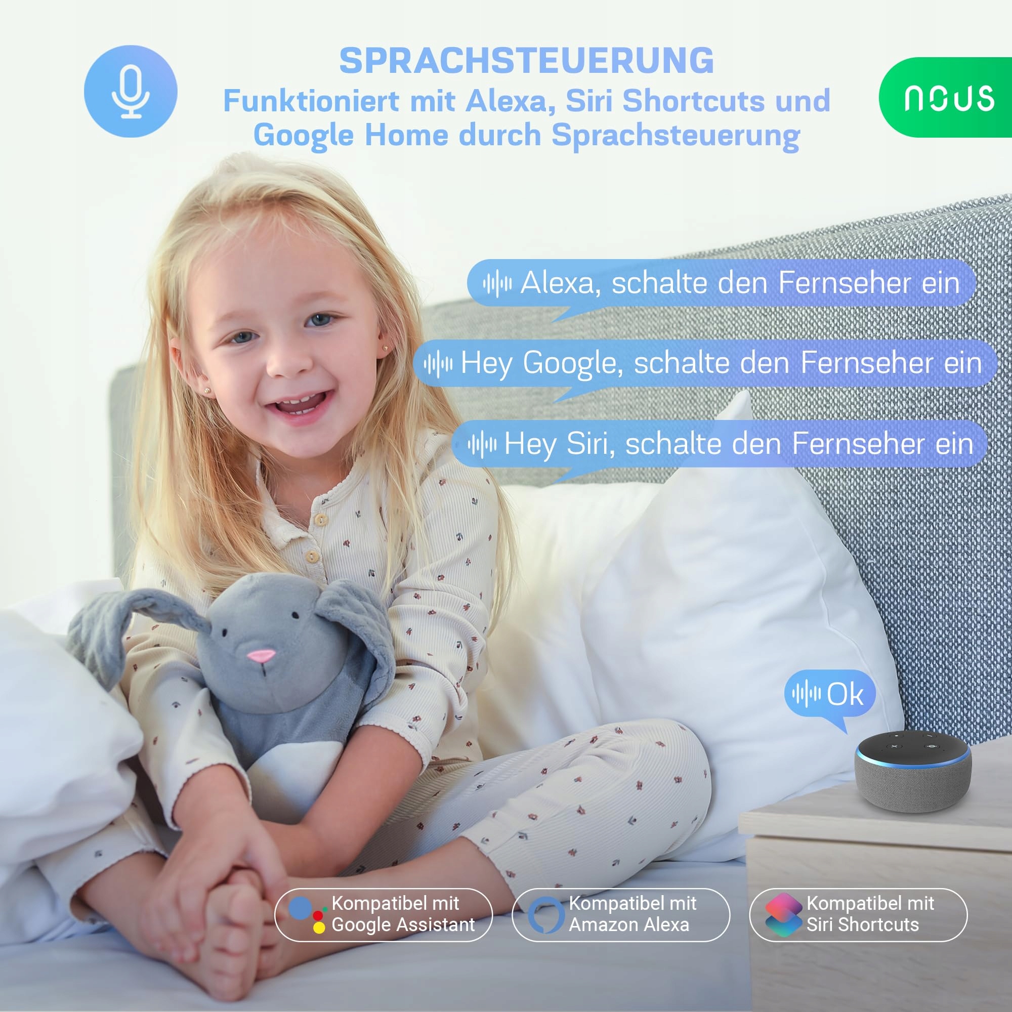 NOUS Matter Smart Gniazdko 16A 3840W Kompatybilne z Alexa Google Home — miniatura 5
