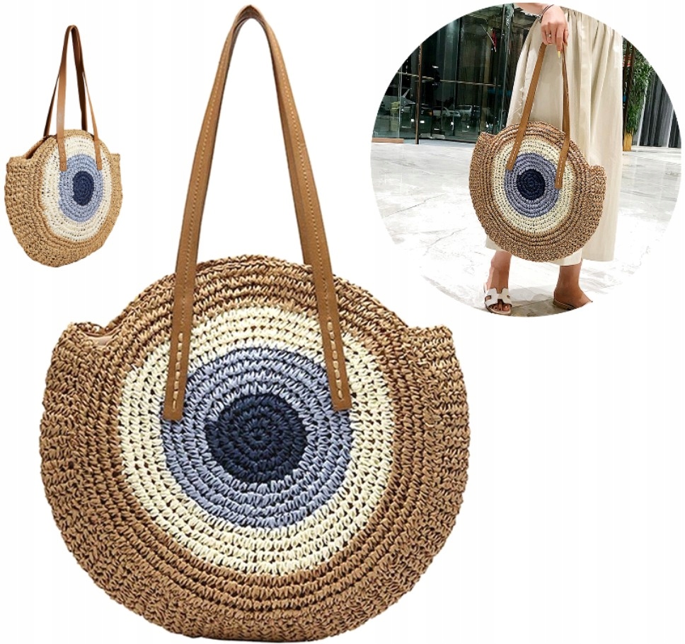 

Klasyczna Torebka torba okrągła słomiana boho