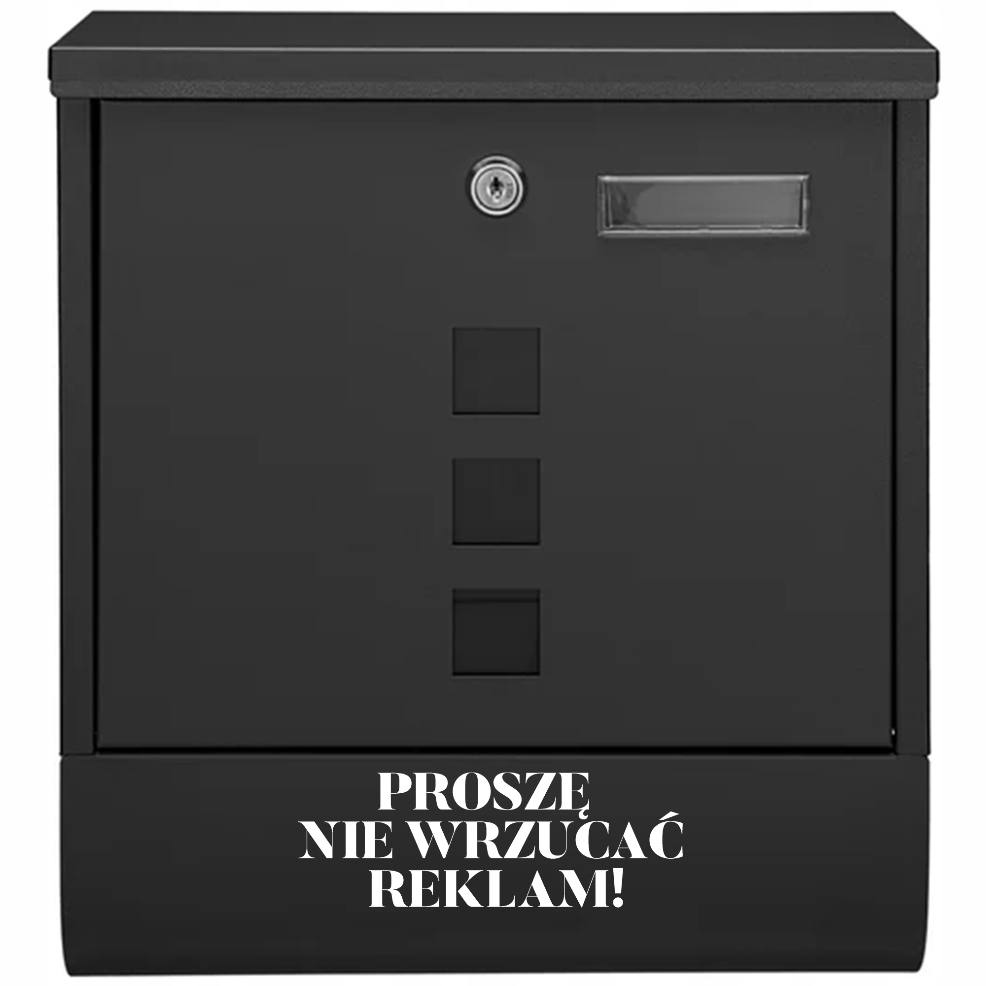 Čierna oceľová poštová schránka s novinami, Prosím, Nehádžte Reklamy!