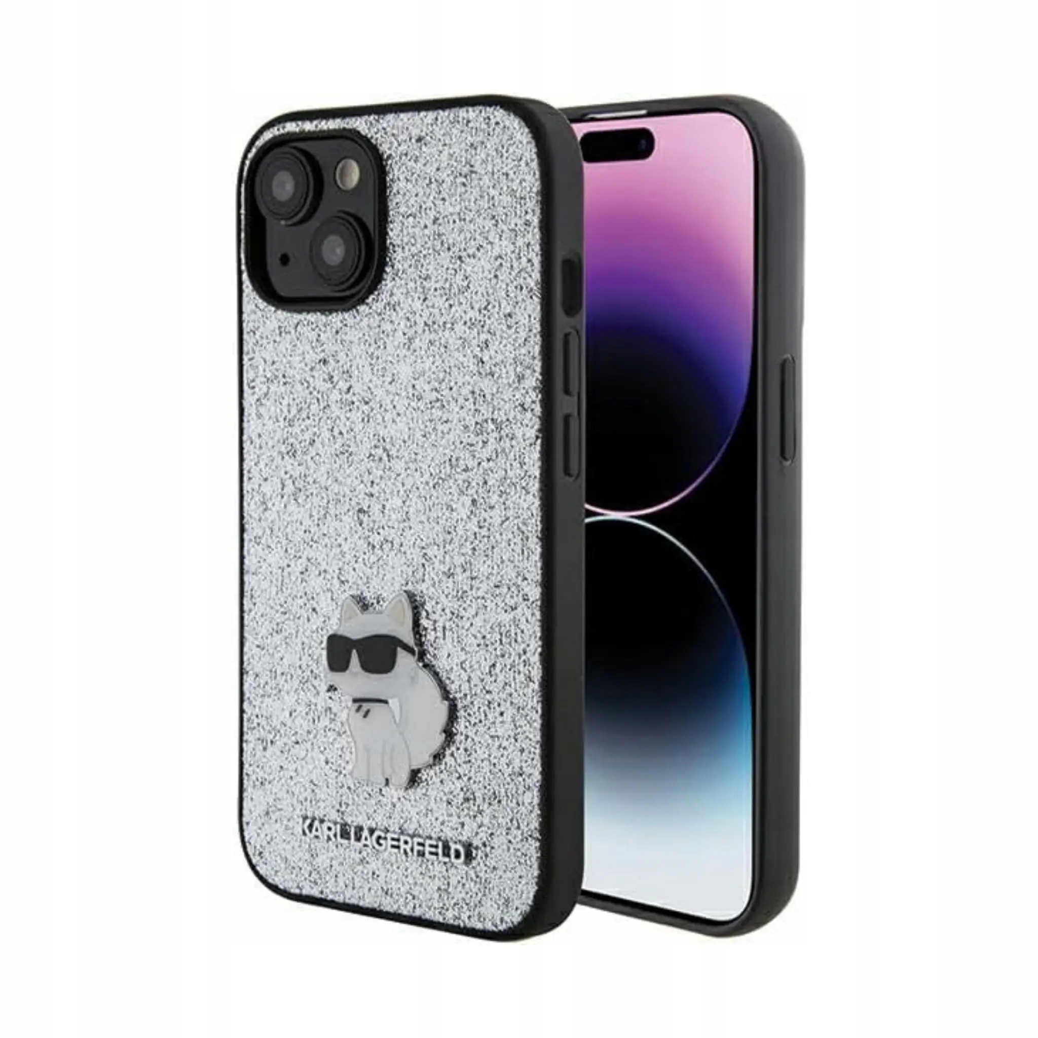 Karl Lagerfeld Stała metalowa nakładka z logo C, srebrna iPhone 15