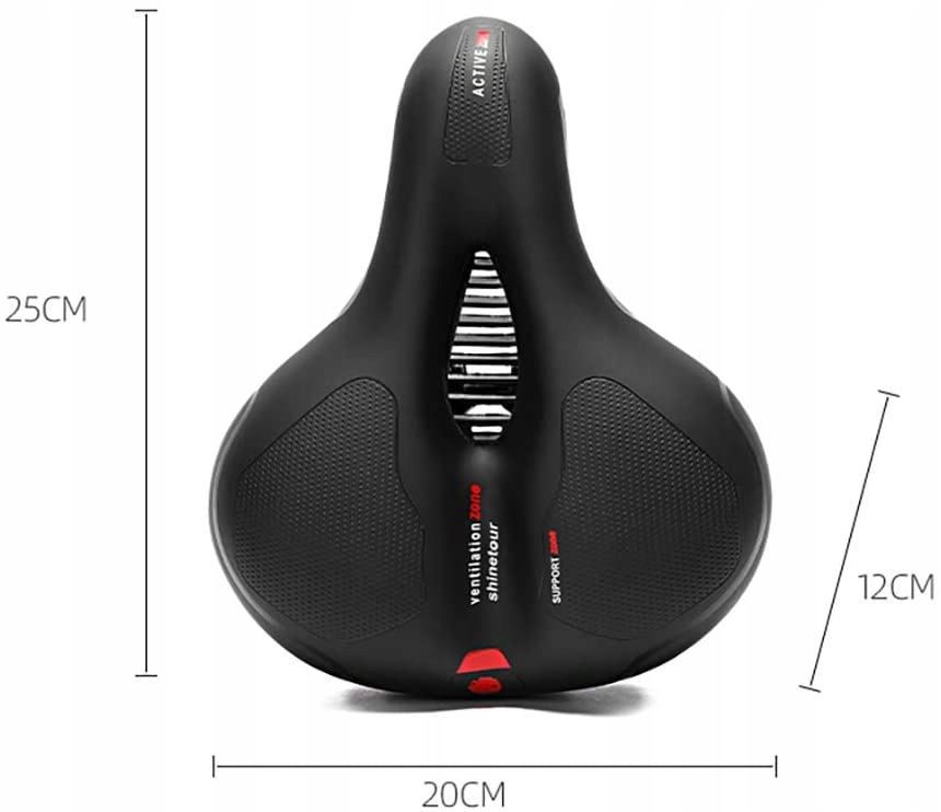 SIODEŁKO ROWEROWE ŻELOWE KOMFORTOWE + LAMPKA LED Długość 250 mm