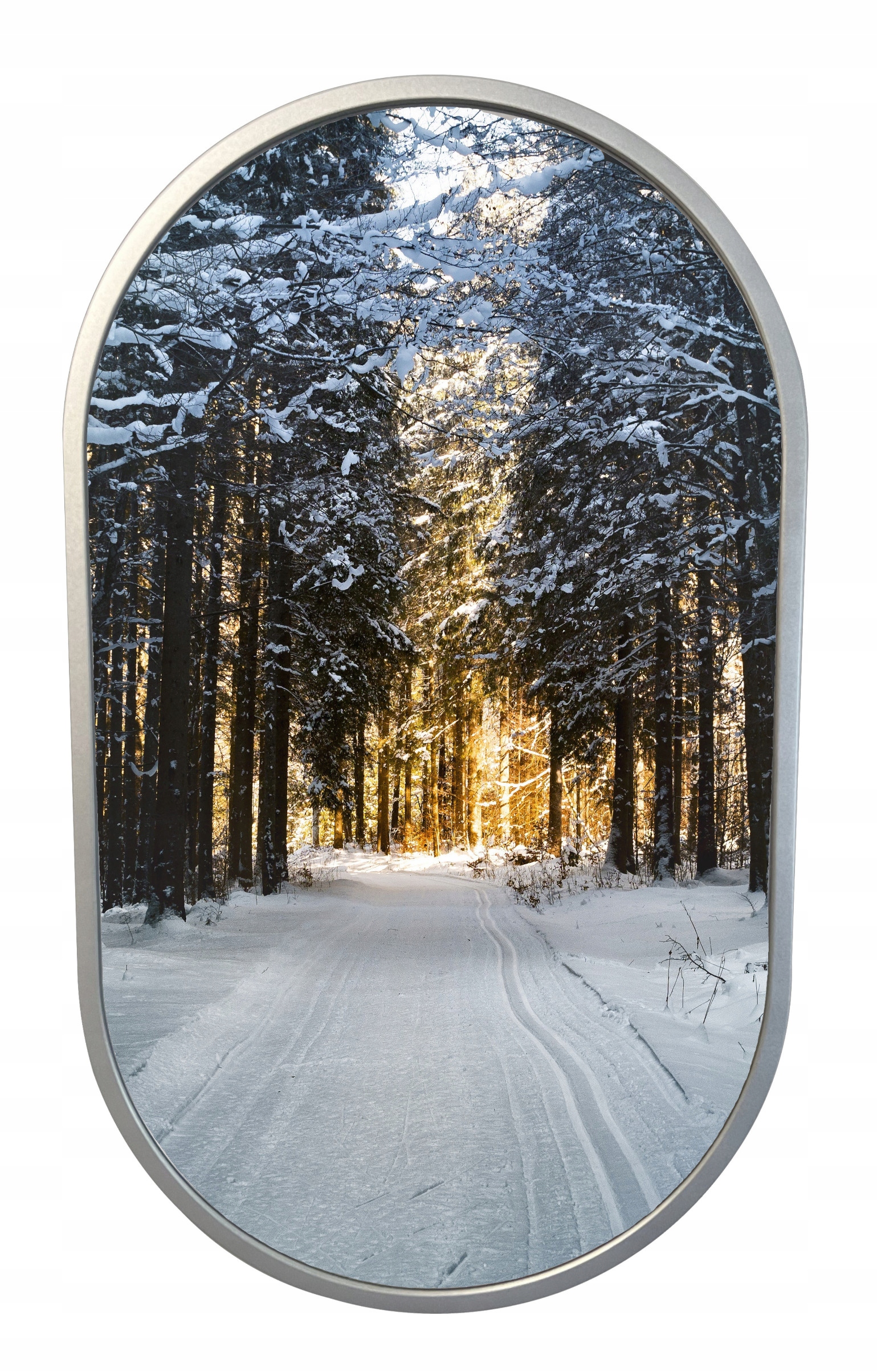 

Nowoczesne Lustro Owalne 75X40 CM W Srebrnej Ramie