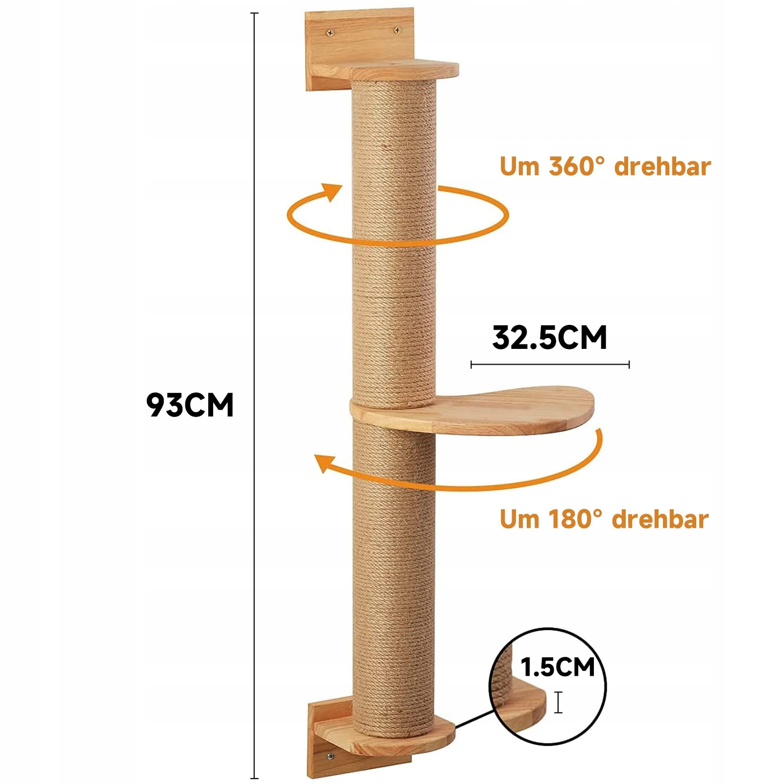 FUKUMARU DRAPAK DLA KOTA NA ŚCIANĘ SŁUPEK DO DRAPANIA 93CM — miniatura 4