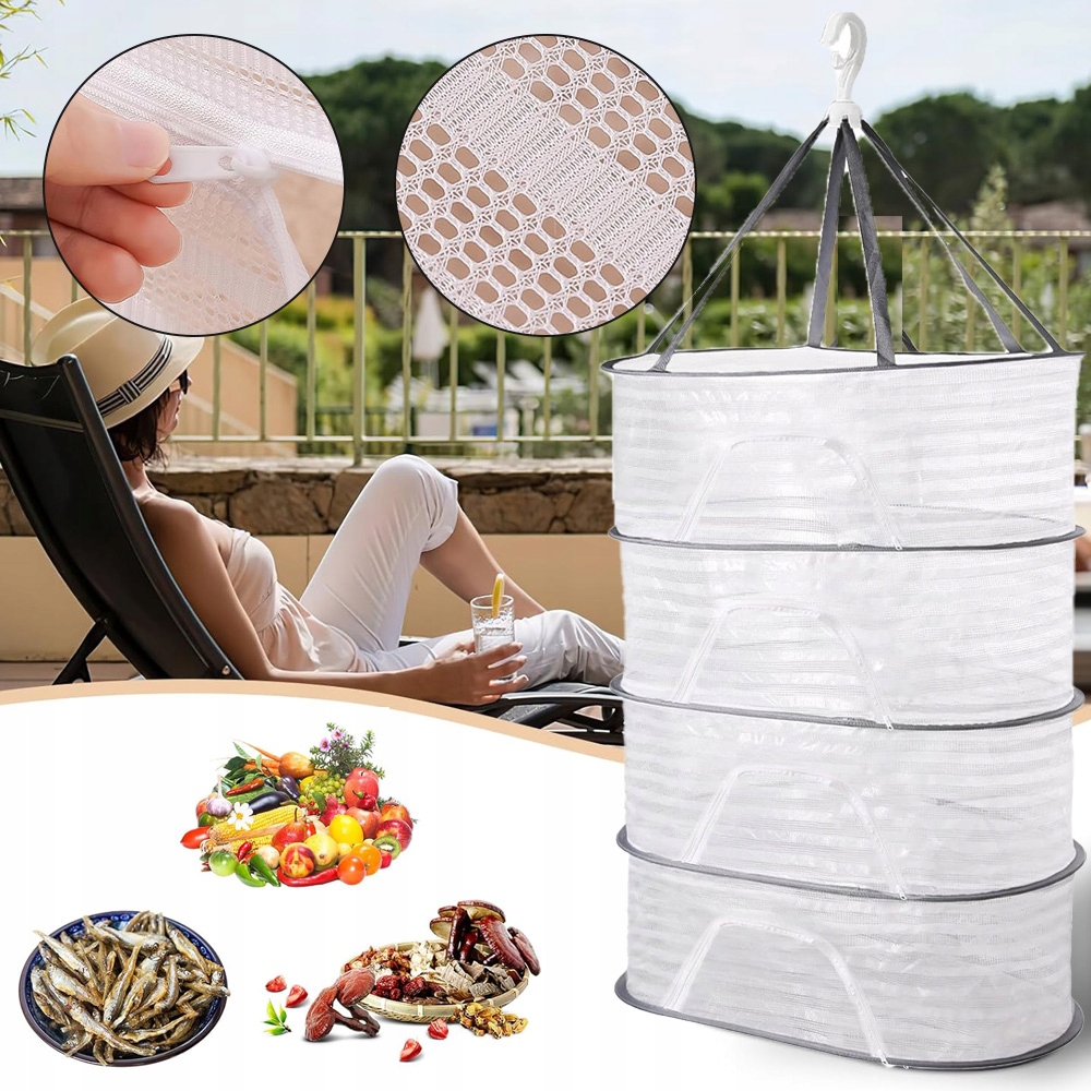 4-WARSTWOWA WISZĄCA SIATKA DO SUSZENIA ZIÓŁ, SKŁADANA DO SUSZENIA WISZĄCEGO