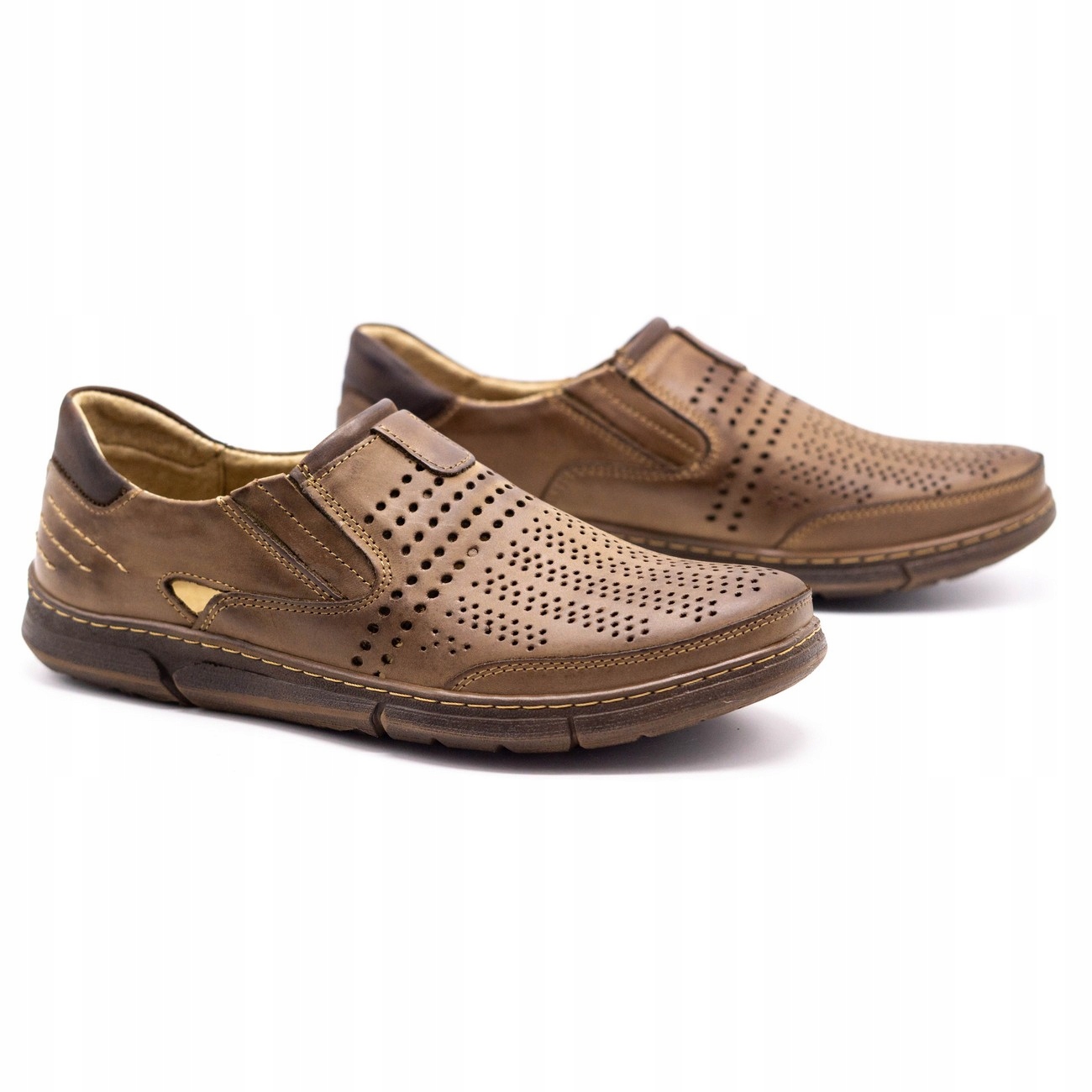 

Buty Męskie Skóra Polskie Na Lato J51L Brąz 41
