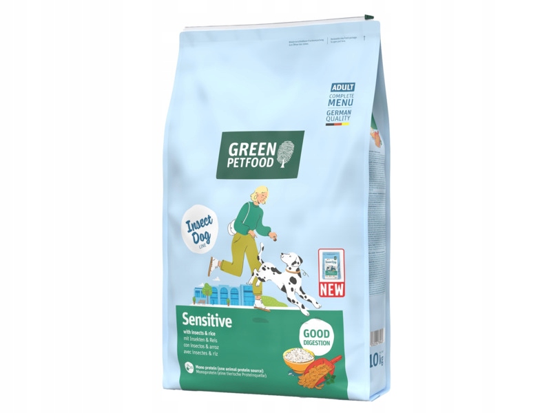 Karma dla psa Green Petfood InsectDog Sensitive z owadami i ryżem 10 kg