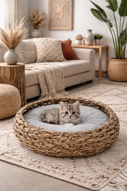 Legowisko kosz koszyk Boho dla Psa Kota wiklina