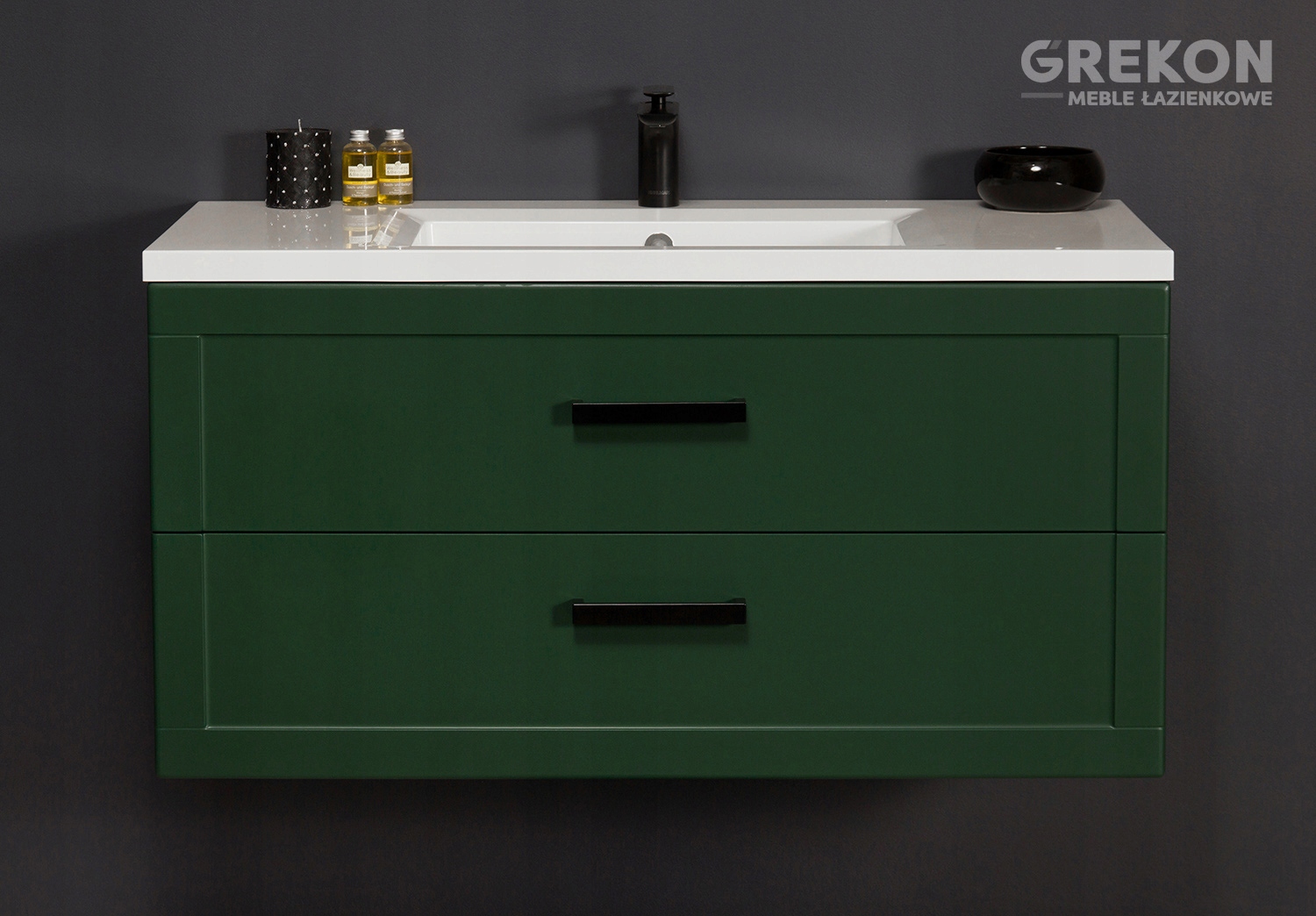 MEIVA meble łazienka zielona szafka + umywalka 100 Marka Gante