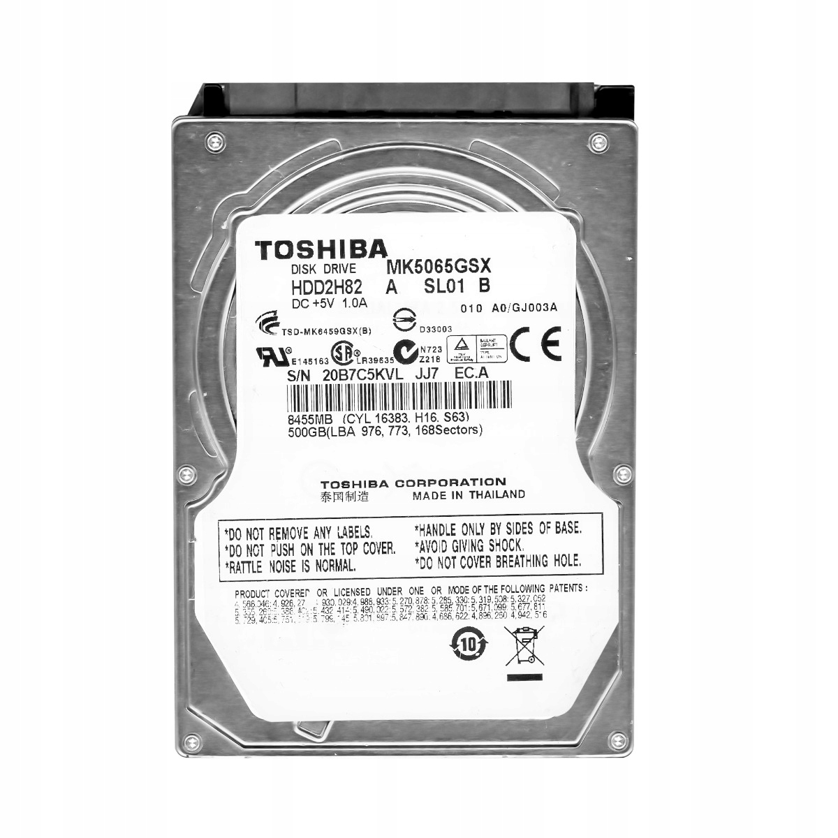Toshiba 500GB 5.4k 8MB Sata II 2.5" Hdd (Pevný disk) MK5065GSX