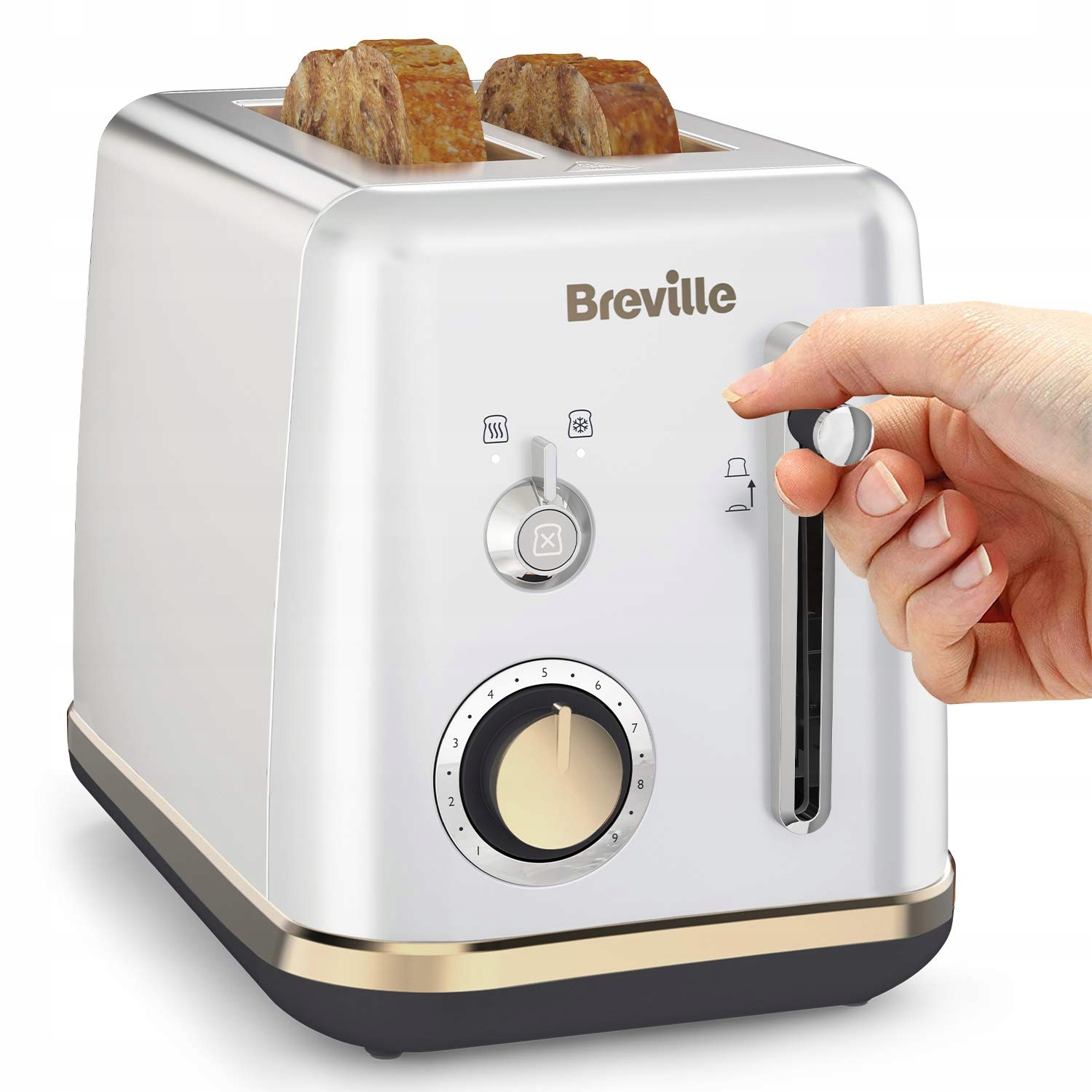 BREVILLE Toster Na 2 Kromki Mostra Srebrny Złote Akcenty — miniatura 3