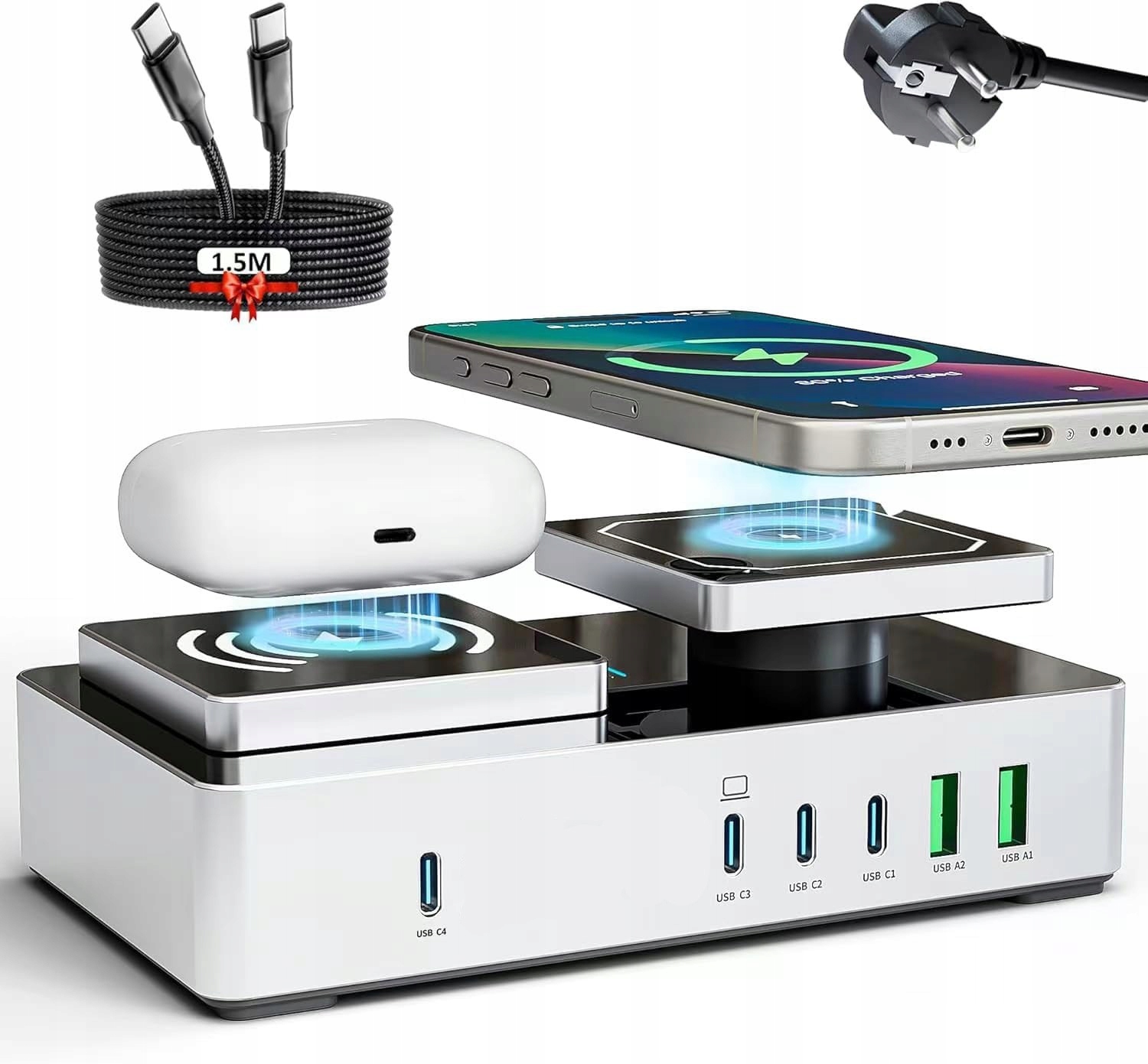 Stacja Ładująca Usb C 320 W, 8 w 1 Magnetyczna szybka ładowarka