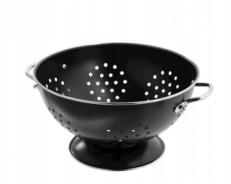 CEDZAK CZARNY DURSZLAK Z RĄCZKAMI RETRO 23cm STAL