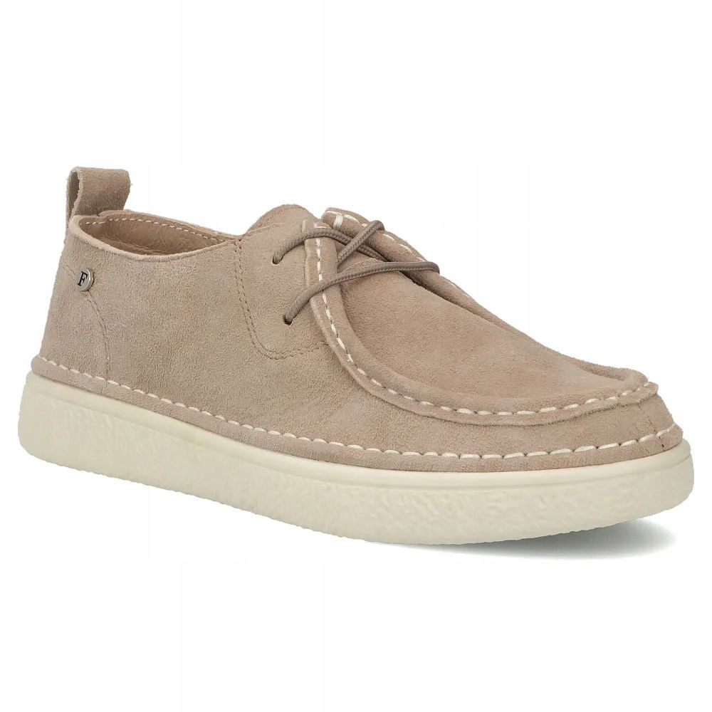 półbuty damskie z miękkiej Zamszowej Beżowej skóry Filippo DP7604