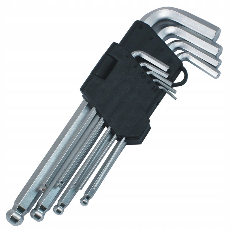 Klucze Imbusowe Hex Z Kulką Długie Cr-v Od 1,5 -10 MM Komplet Imbusy 9 Szt.