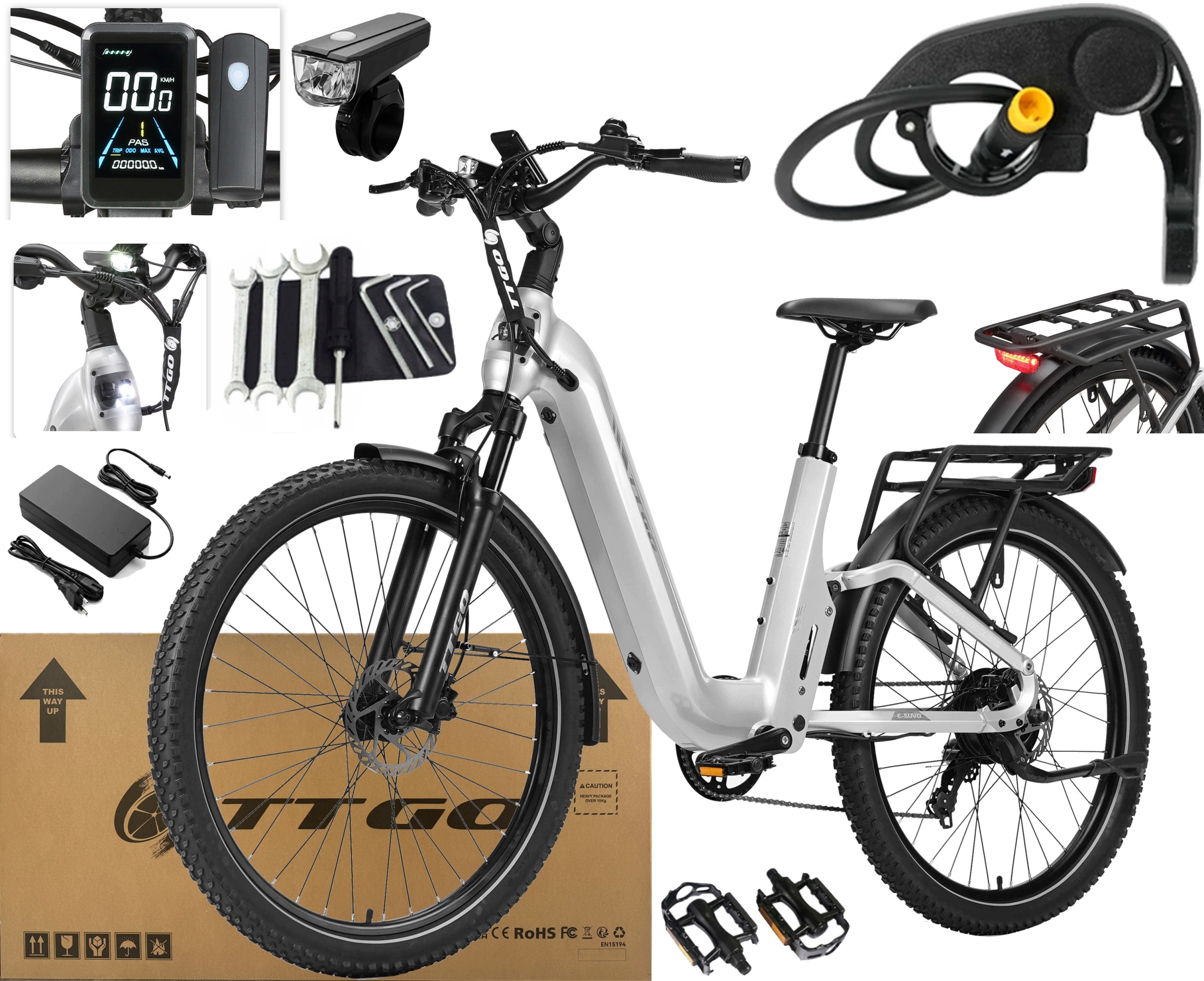 Ttgo E-suvo Elektrokolo 250W 25KM/H 15Ah 120KM palcová klapka
