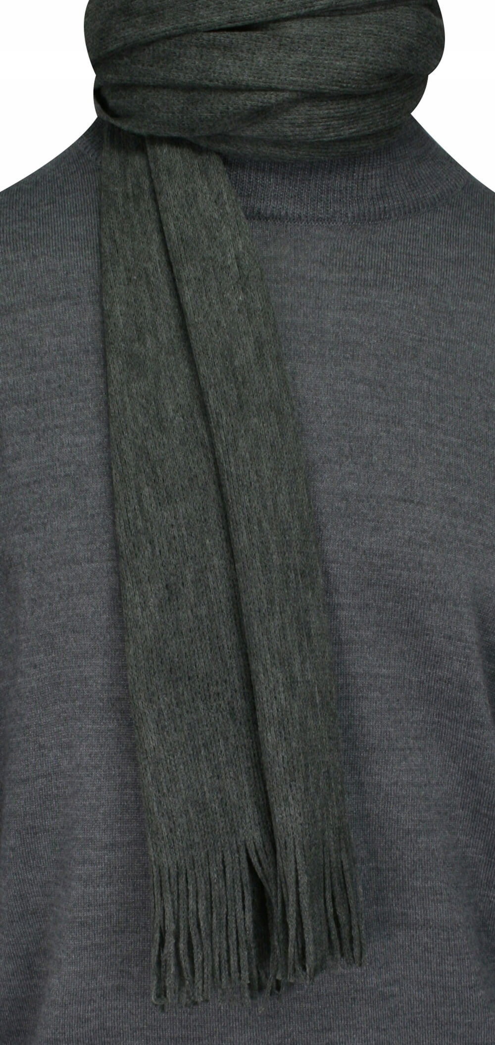 Popielaty Szalik Dziergany z Frędzlami, V.Fraas Marka inna