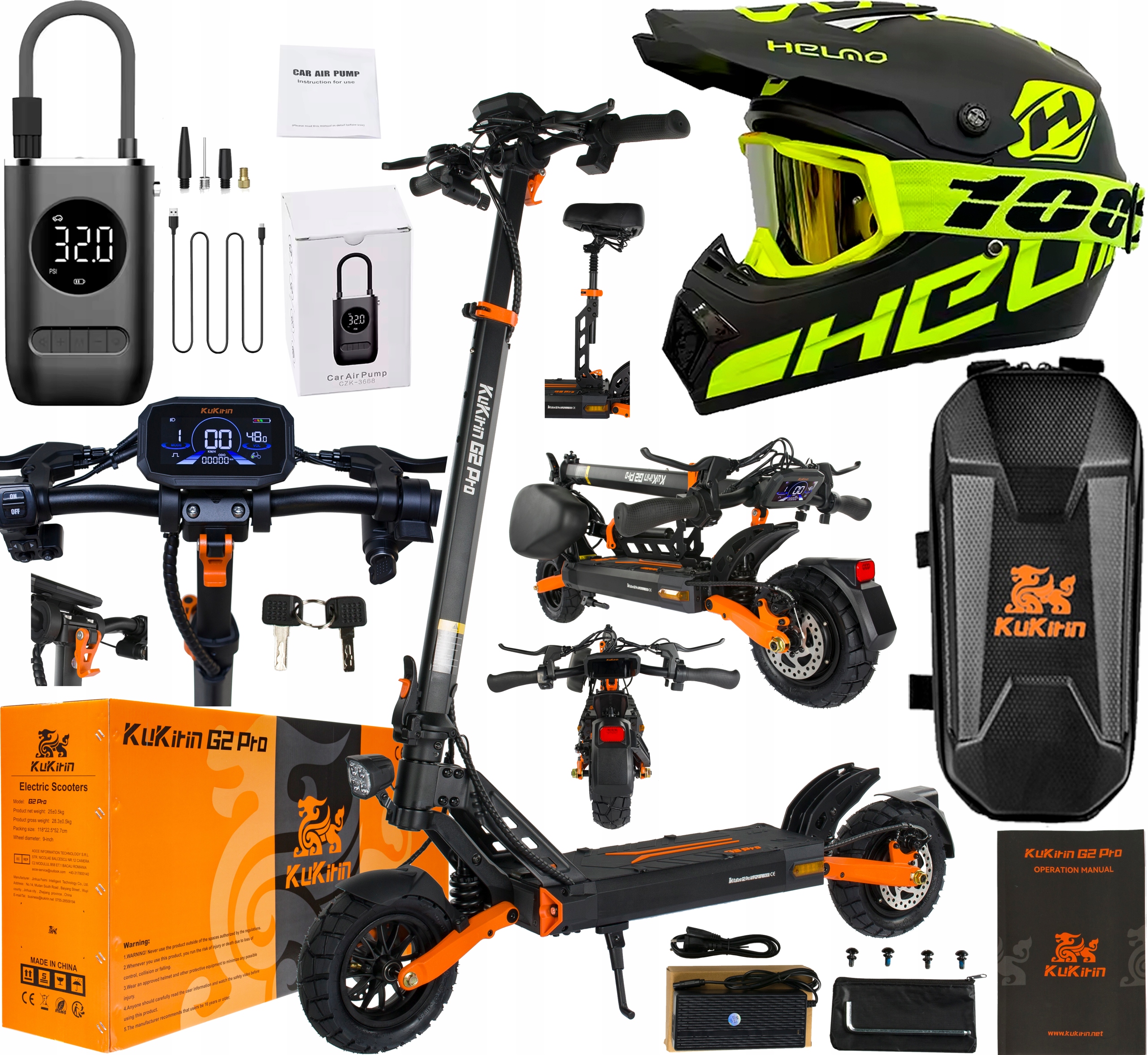 KuKirin G2 Pro skládací terénní 600W 48V 15.6AH 45KM/H 9" Mesky/Dámské Pl