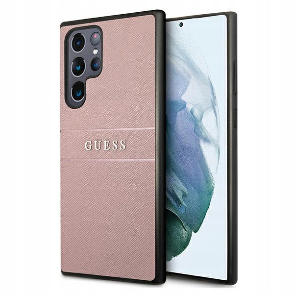 Guess GUHCS22LPSASBPI S22 Ultra S908 růžová/pink Saffiano Stripe