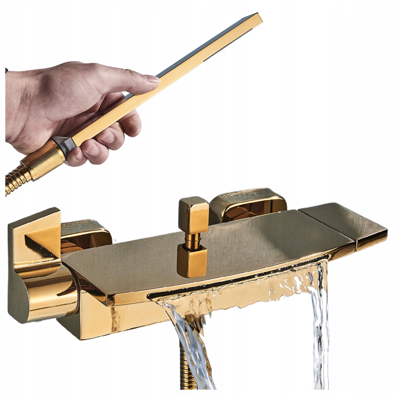 Vaňová Batéria Zlatá S Poličkou A Sprchovou Hlavicou