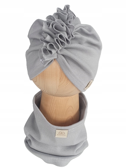 

Zestaw Czapka Turban Komin Prążek Szary 44cm-47cm