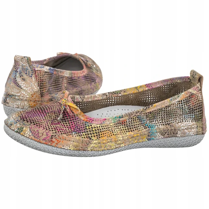 Kožené dámské baleríny Artiker Zelená 56C2751 Béžová