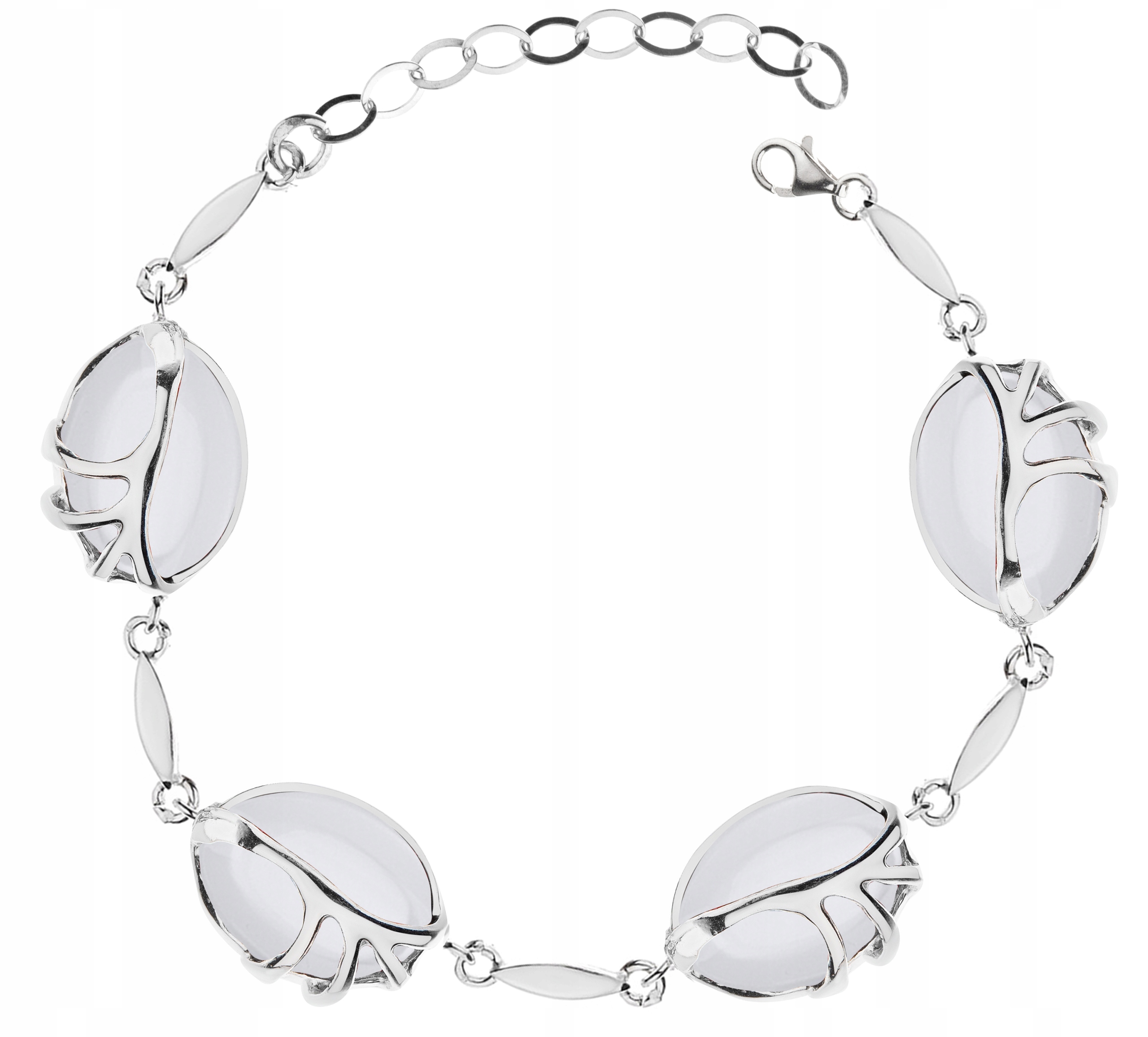 

Piękna Srebrna Bransoletka Z Masą Perłową pr.925