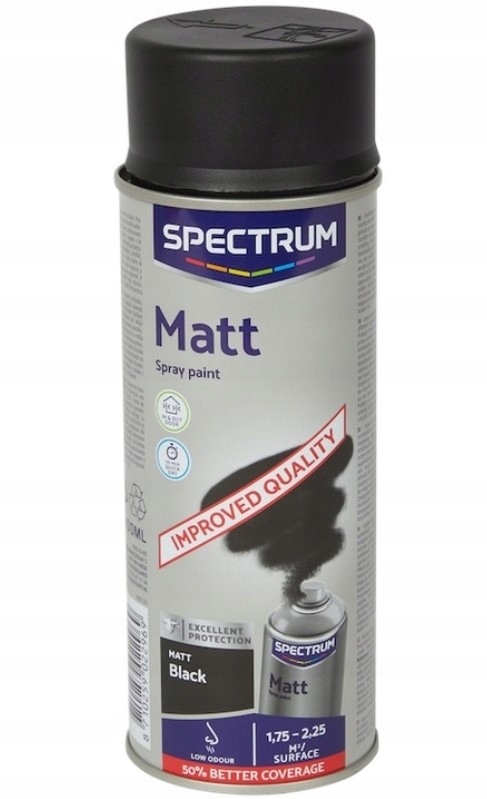 

Farba w sprayu Matt 400ml czarna 50% Więcej Krycia