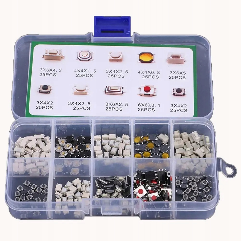 НАБОР КНОПОК SMD TACT SWITCH 250ШТ ДЛЯ ЭЛЕКТРОНИКИ