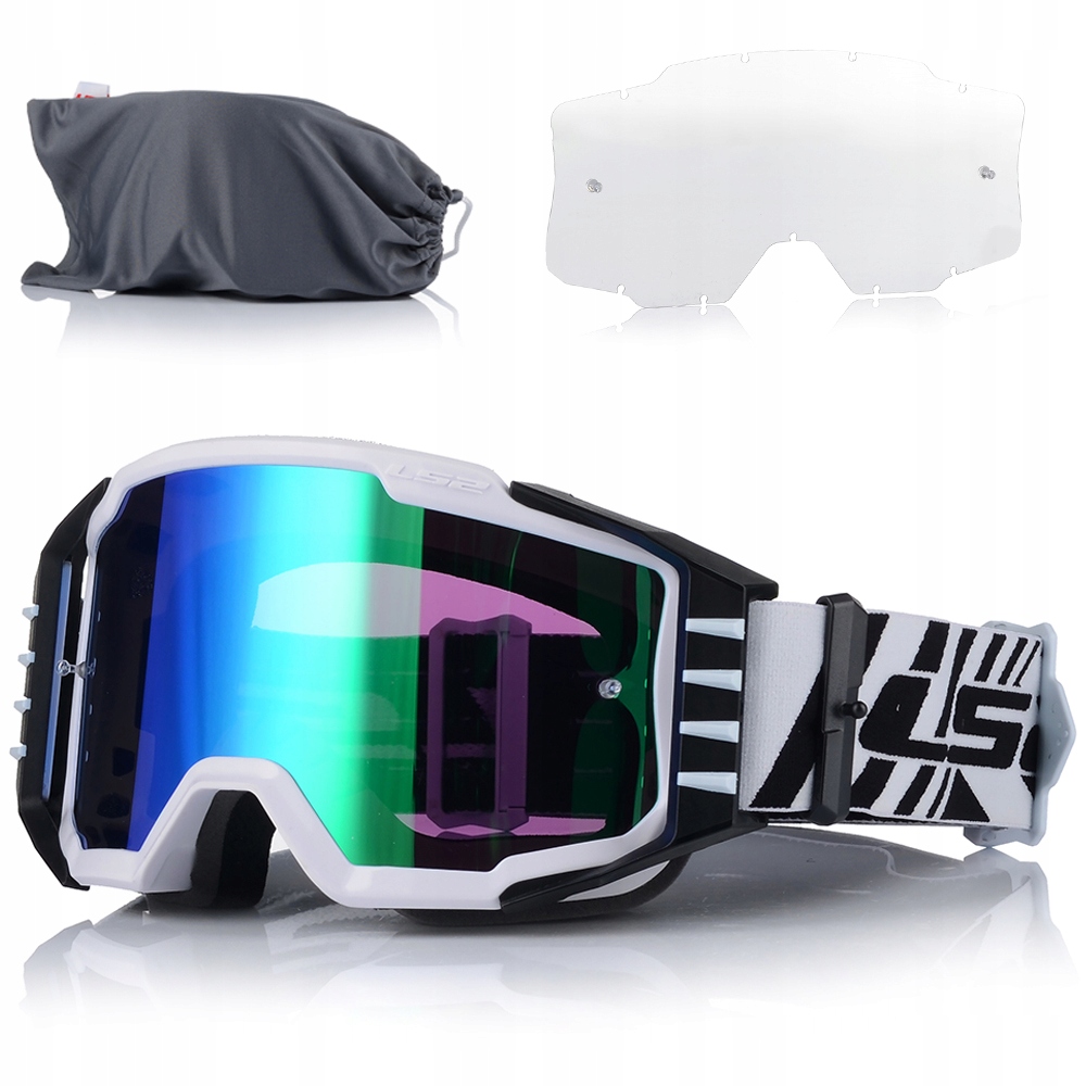 GOGLE MOTOCYKLOWE LS2 CHARGER PRO BIAŁE + 2x SZYBA LUSTRZANKA ANTIFOG