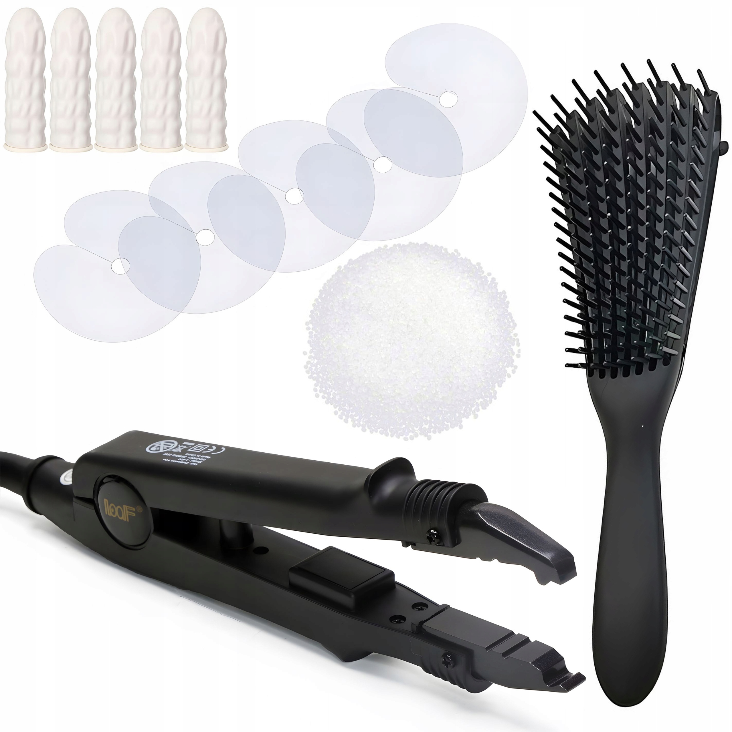 Zestaw Do Przedłużania Włosów Zgrzewarka Szczotka Separatory Keratyna