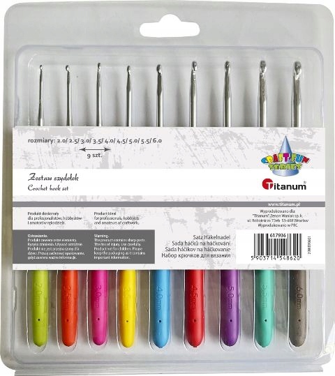 Sada háčkování Titanum 9 velikostí gumová rukojeť