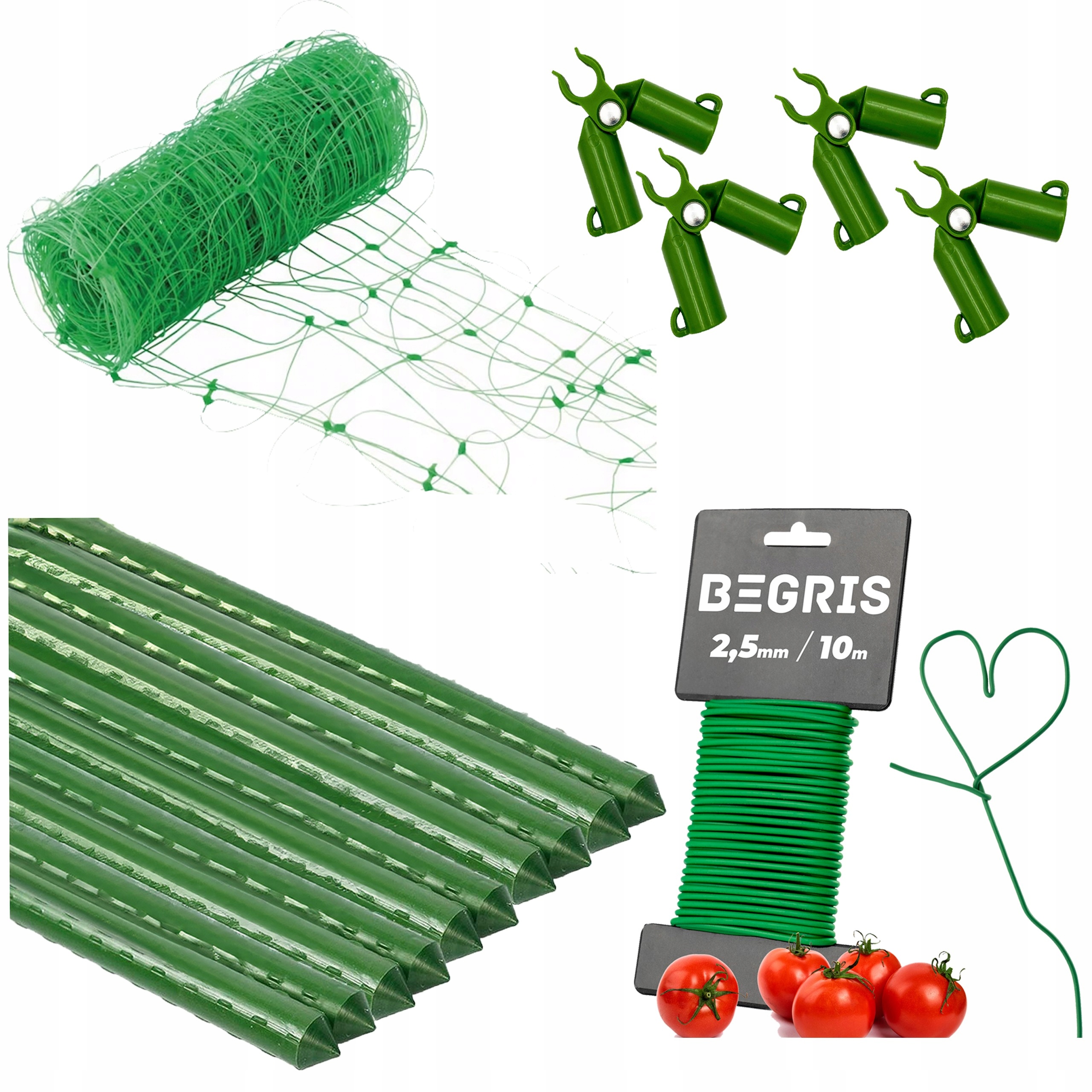 STELAŻ Podpora siatka do ogórków dla pomidorów 150cm TYCZKA PALIK PODPORA Producent Begris