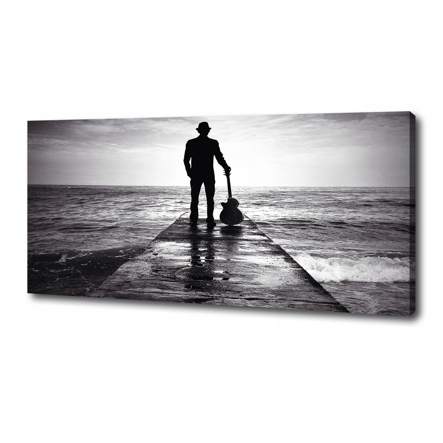 

Foto obraz na płótnie Gitarzysta na molo 125x50 cm
