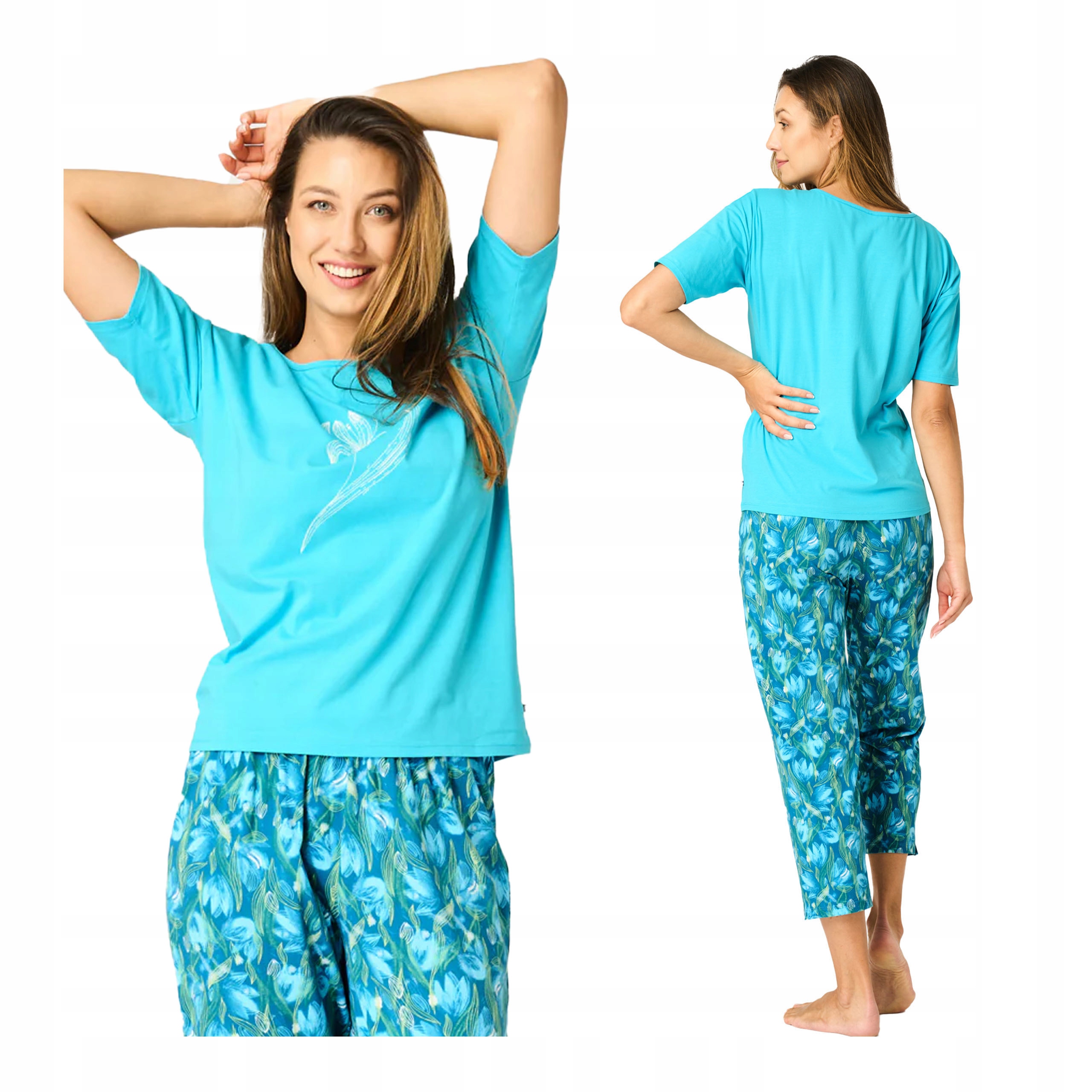 Piżama damska bawełniana dwuczęściowa letnia M krótki rękaw bawełna Key