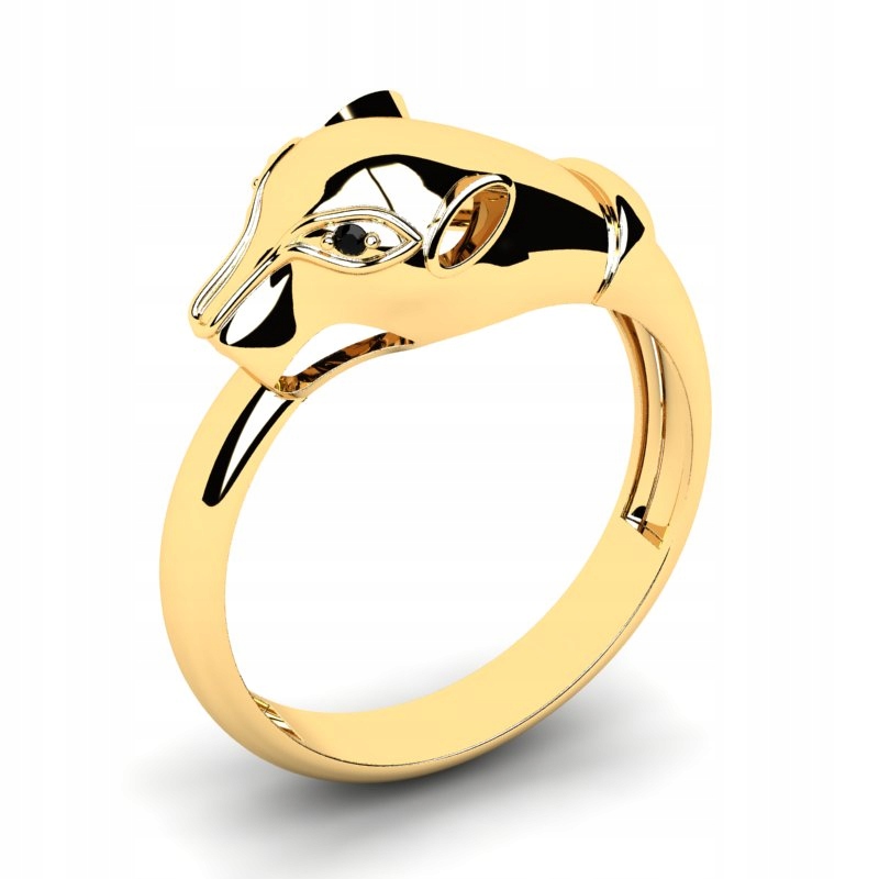 

Pierścionek Złoty Pantera Czarne Cyrkonie