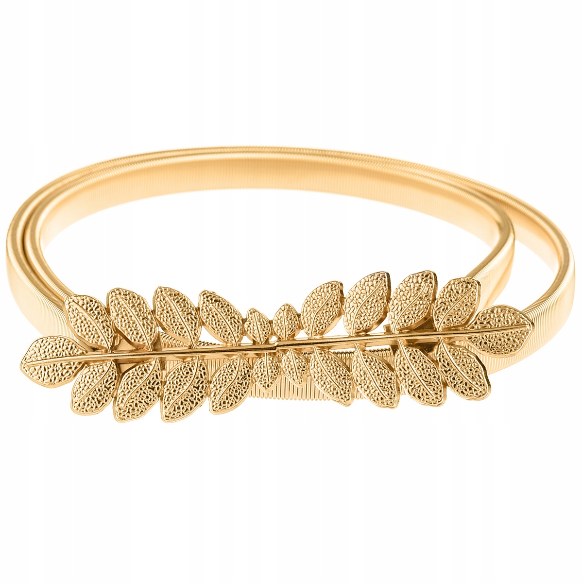 PASEK OZDOBNY SPRĘŻYNKA SPRĘŻYNKA KOKARDA LIŚCIE METALOWY ZŁOTA Długość bez klamry 65 cm