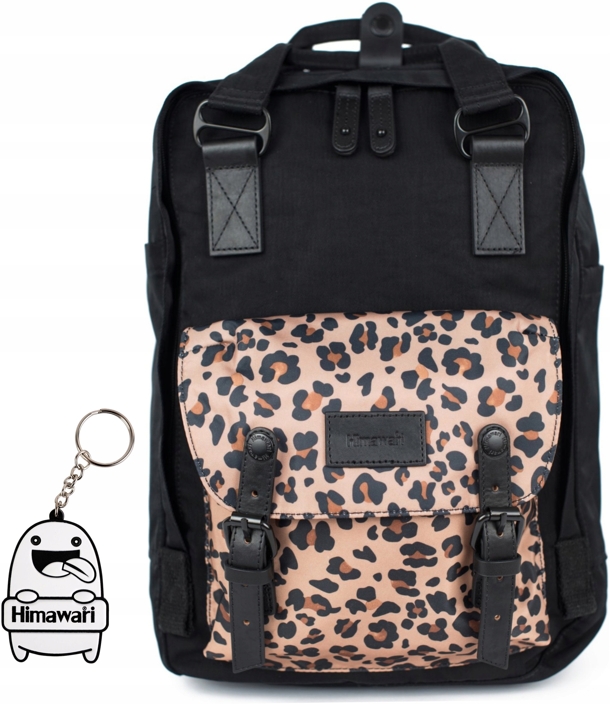 Batoh Himawari Leopard S na notebook, prostorný, černý, lehký, černý
