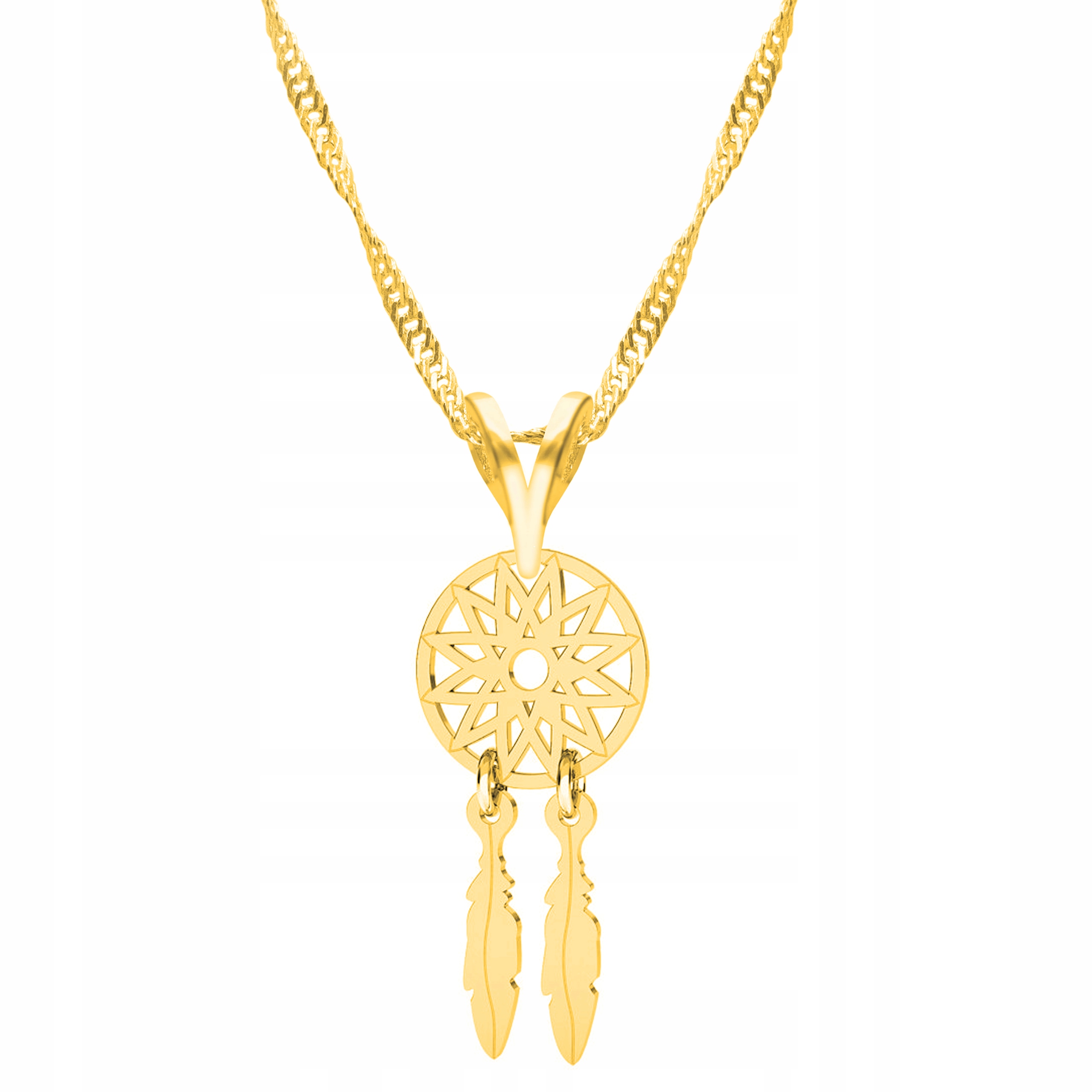 Řetízek zlatý náhrdelník stříbro 925 Lapač Snů