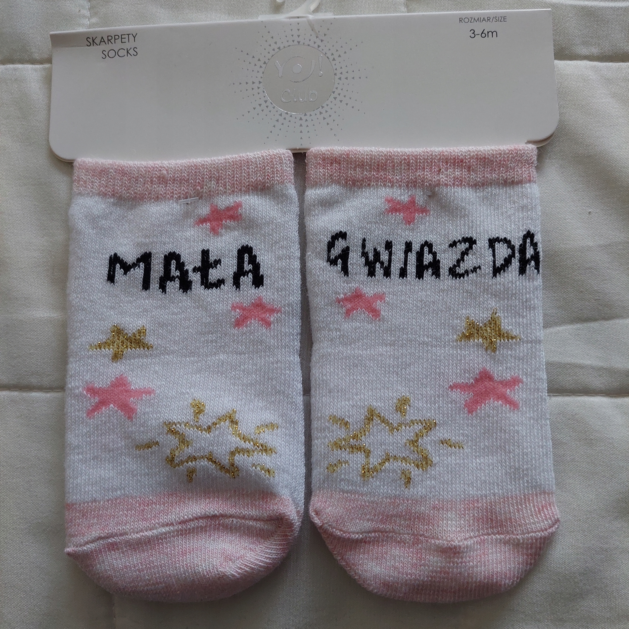 

Skarpetki niemowlęce Yoclub 3-6 miesięcy napisy