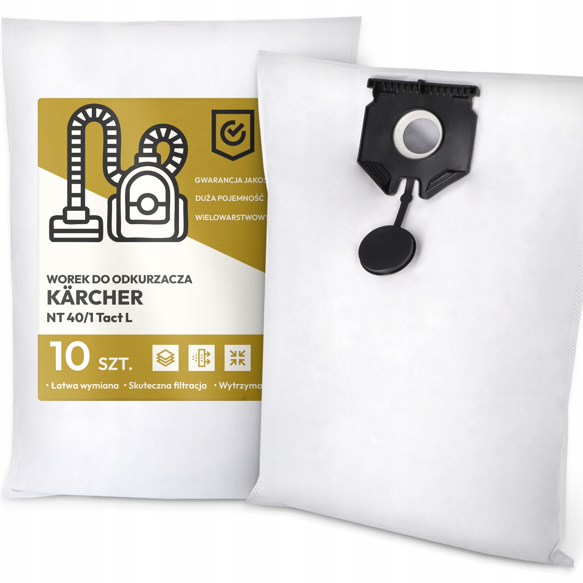 10 x Sáček Do Vysavače Kärcher Nt 40/1 Tact L Syntetický Odolný Sáčky G9