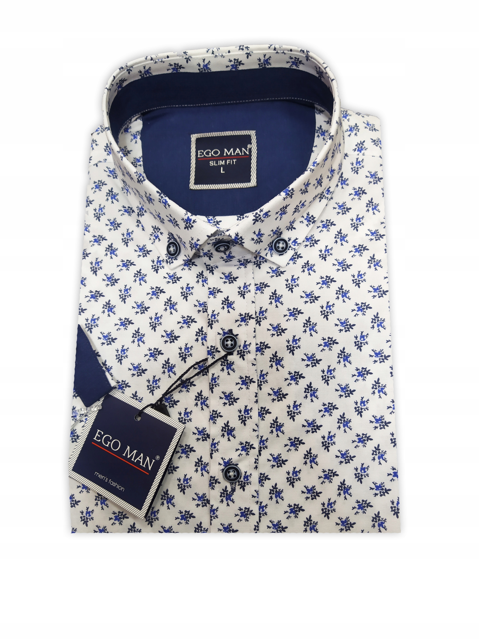 

+e9 Koszula Ego Man krótki rękaw L slim fit Wzór