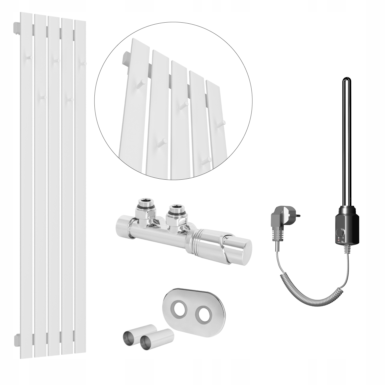 Set Vodovodní a elektrický ohřívač Bellohook 160x38 Bílý Mat Hladký