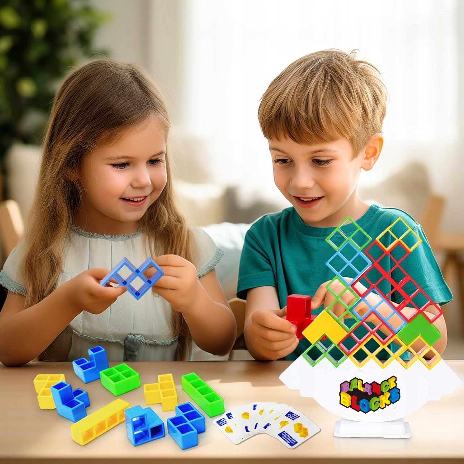 TETRIS UKŁADANKA GRA LOGICZNA ZRĘCZNOŚĆIOWA KLOCKI BALANSUJĄCA WIEŻA 48 el Materiał plastik