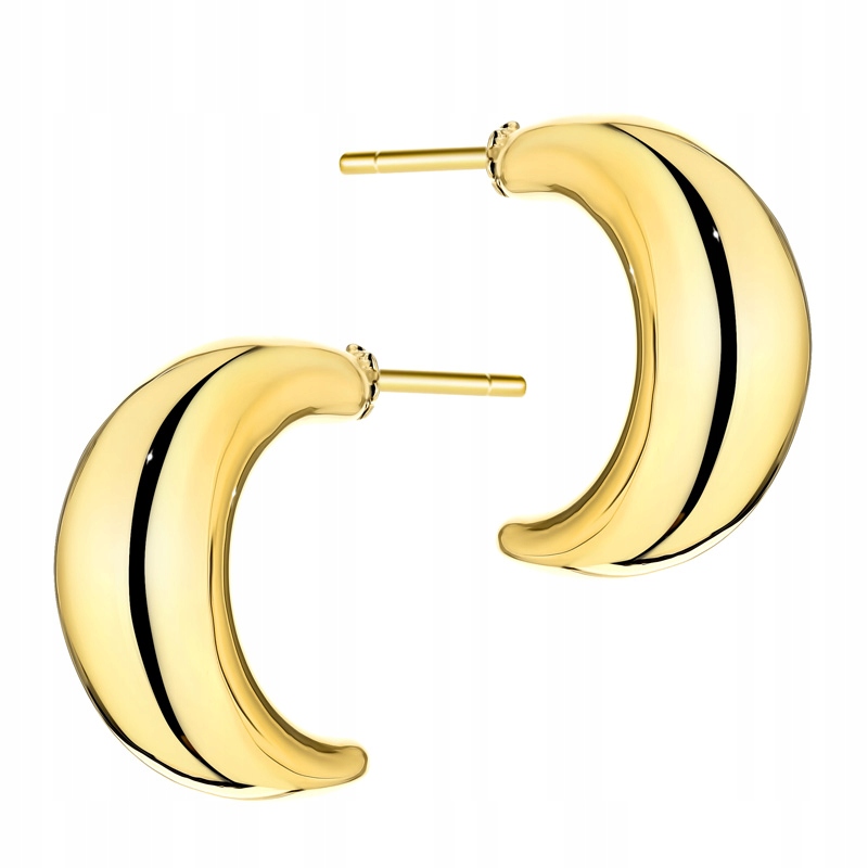 Zlaté Náušnice pr. 585 Široká půlkruhová tyč 14k