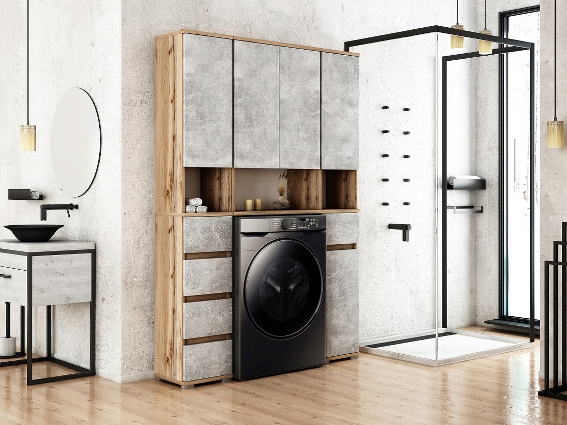 090-064 Szafka Łazienkowa 62/195 - CZARNY / POŁYSK Kolor mebla czarny