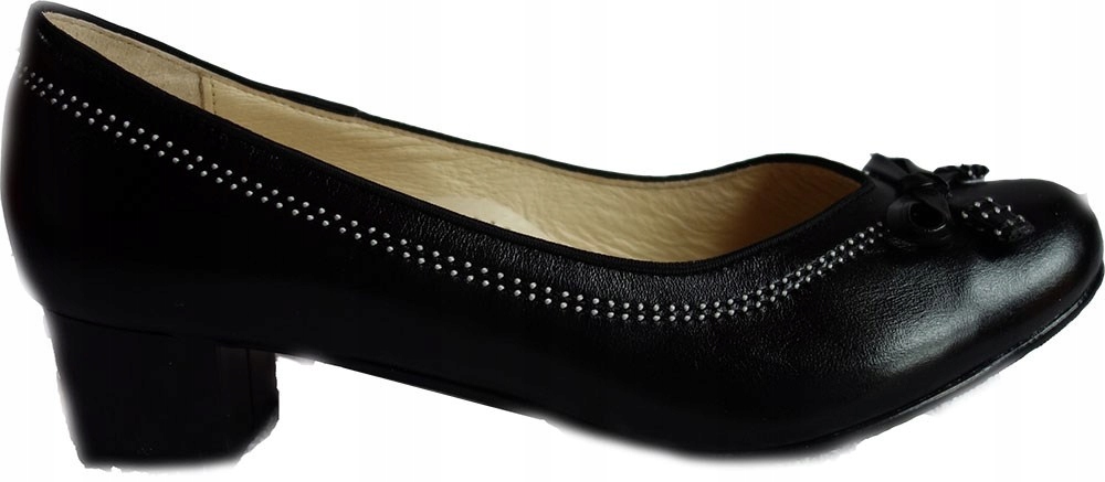 

Skórzane czółenko Czarne 9711 tęgość H i G 40