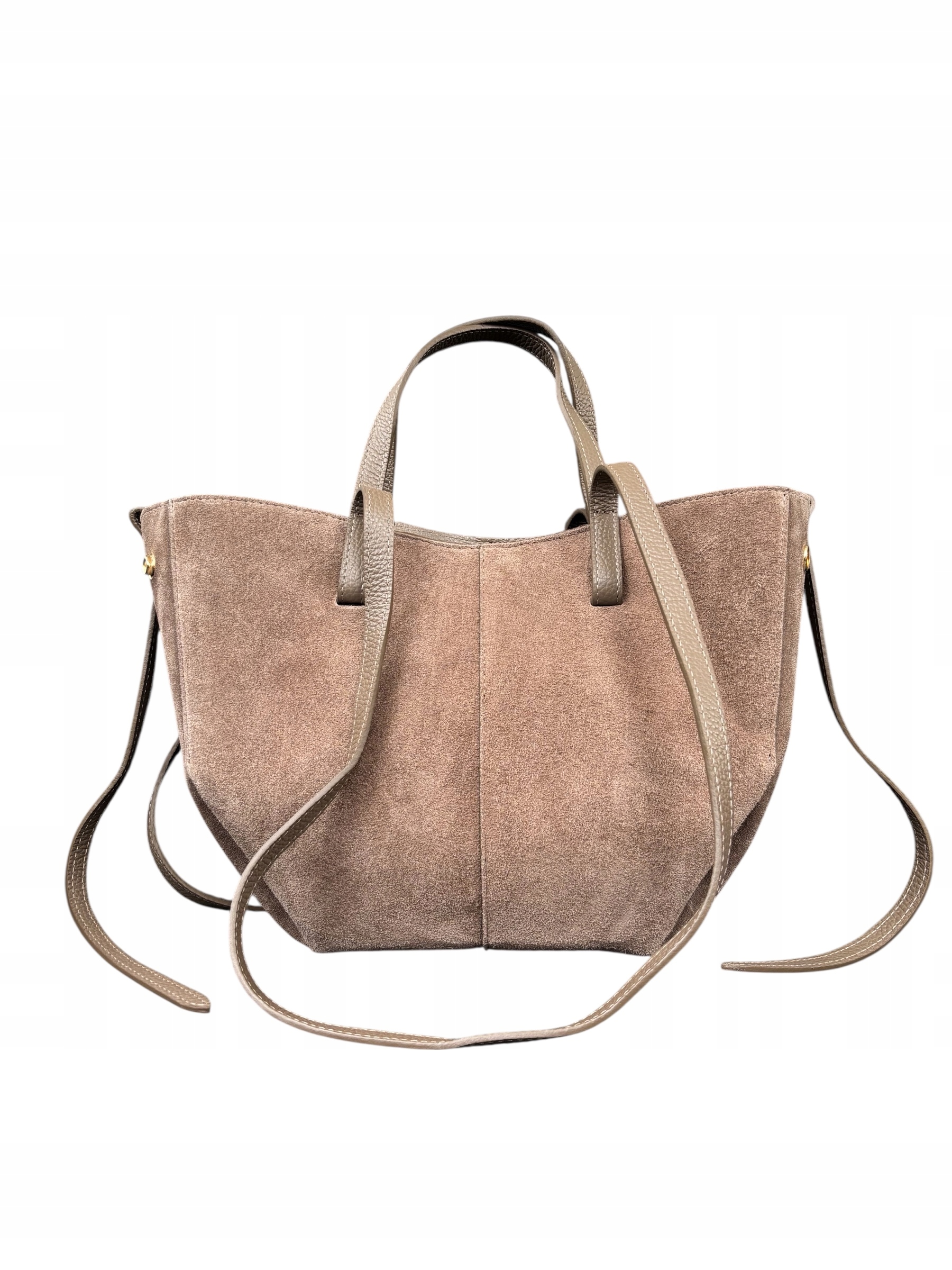 Vera Pelle taupe torebka shopper skóra naturalna zamszowa brązowy Mokka