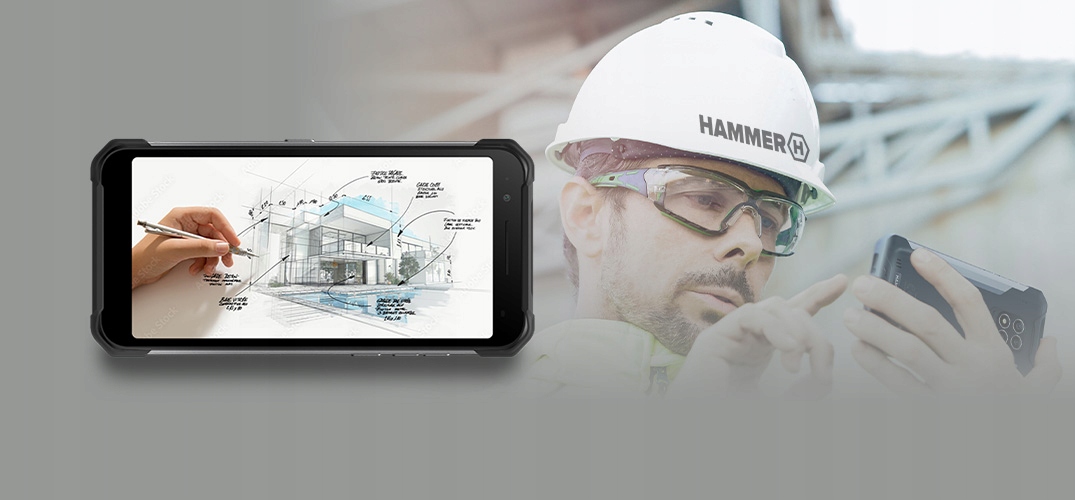 HAMMER Construction Pancerny Smartfon 6GB RAM IP69 Komunikacja Bluetooth NFC Wi-Fi